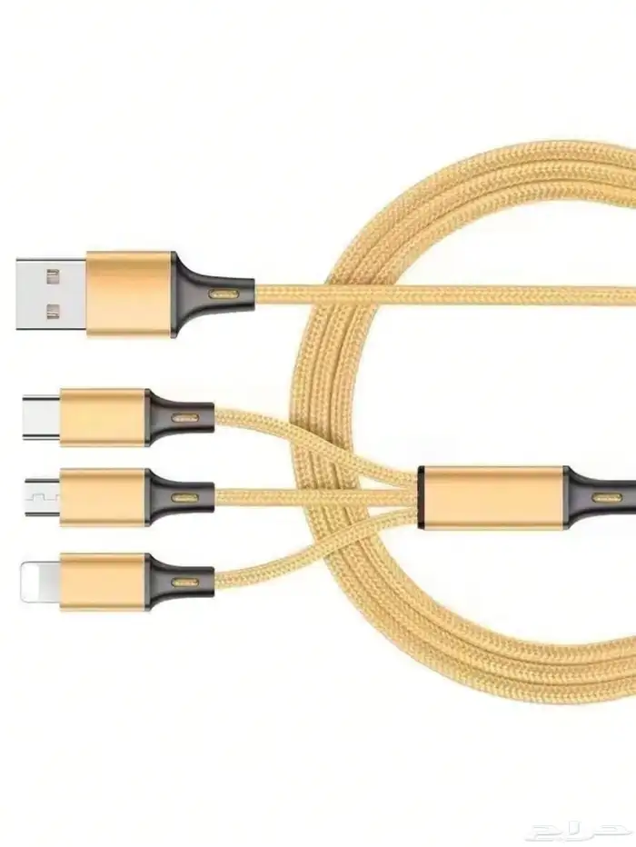 سلك شاحن 3x1 لجميع الأجهزة (جديد) ذهبي 0