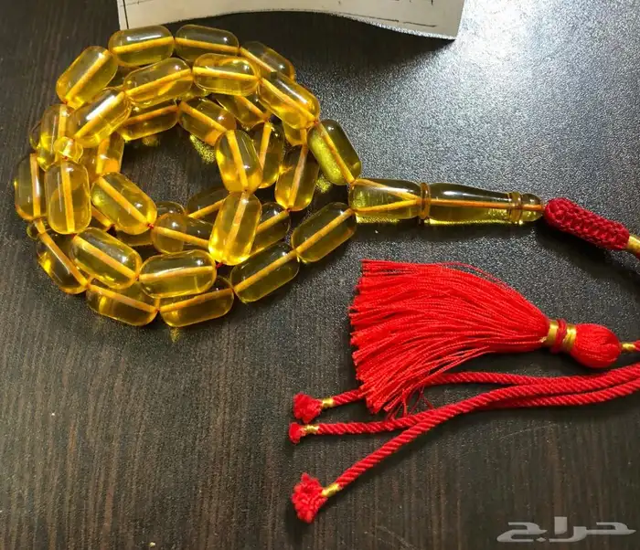 سبحة كهرمان طبيعي شفاف صنف 0