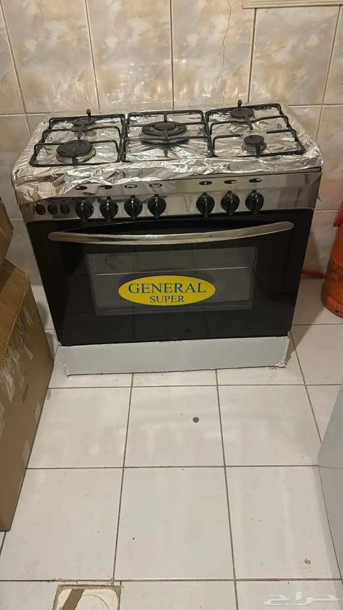 فرن غاز سوبر جنرال خمس عيون 85 55 سم استيل 0