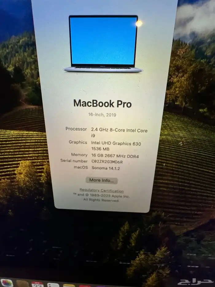 ماك بوك برو 16 i9 2019 512GB SSD للميموري 16GB نظيف جدا 6