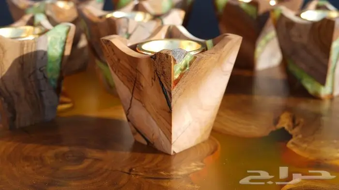 مباخر مبخره فاخرة صناعة يدوية خشب طبيعي ريزن ايبوكسي 3