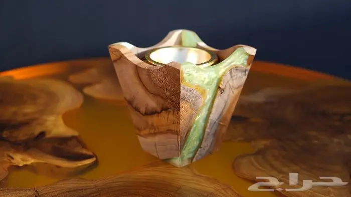 مباخر مبخره فاخرة صناعة يدوية خشب طبيعي ريزن ايبوكسي 7