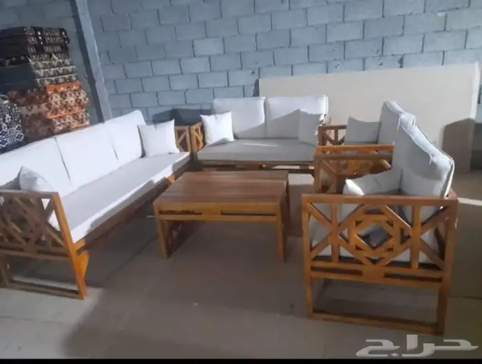 كراسي خارجية خشب حديد 12