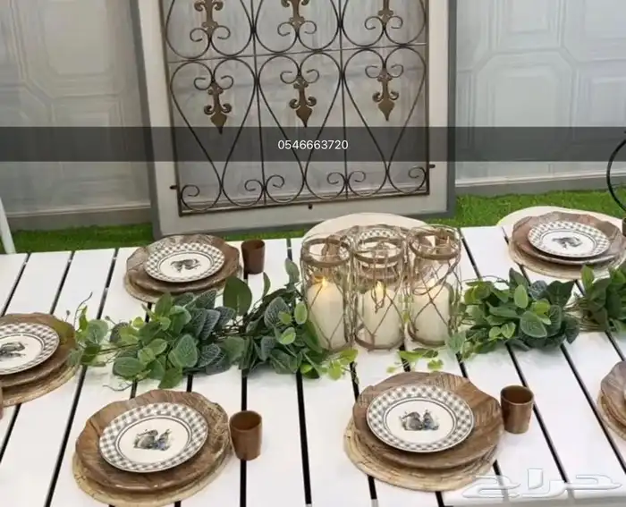 طاولة طبليه خشب جلسات خارجي و كشتات 6