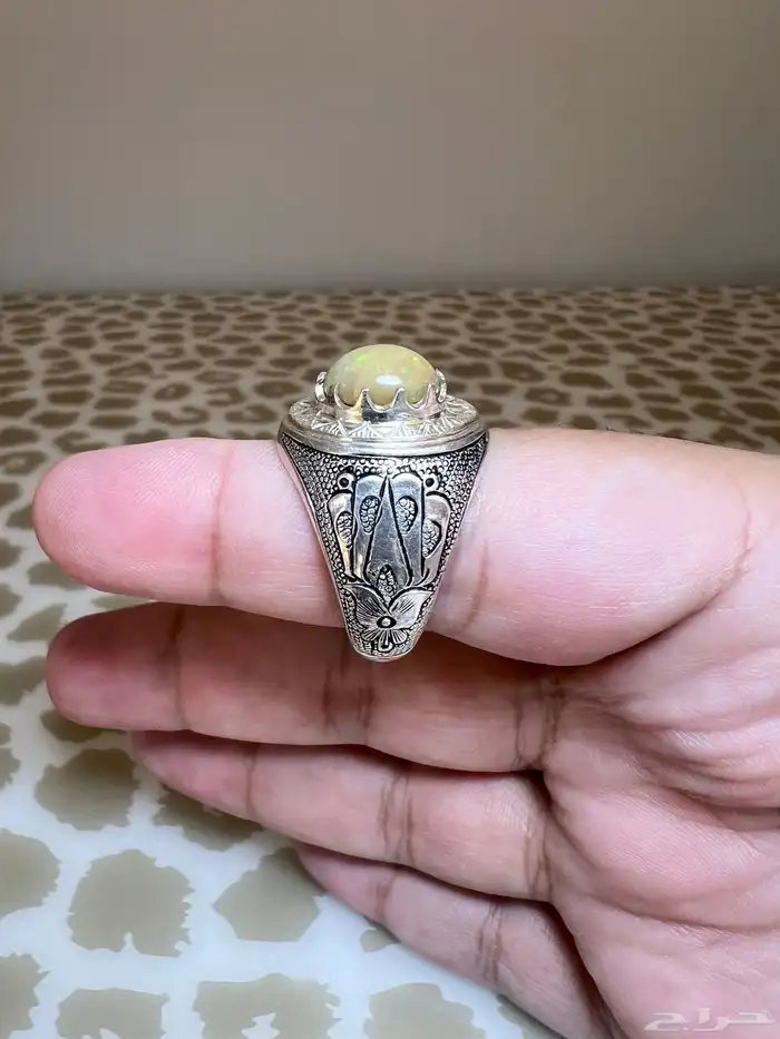 خاتمين فضة اوبال ابيض 0