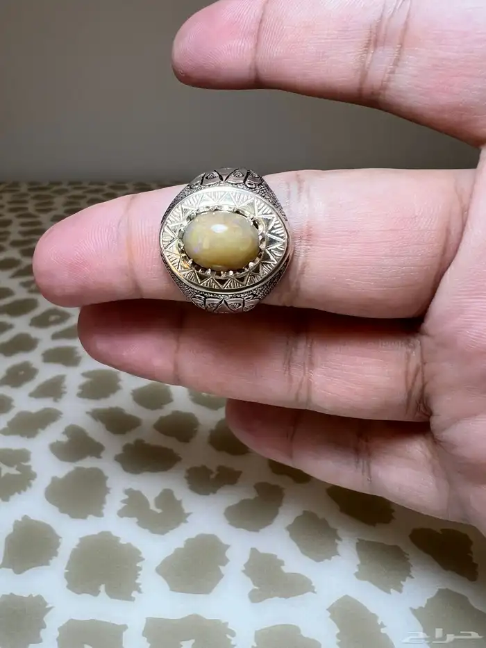 خاتمين فضة اوبال ابيض 1