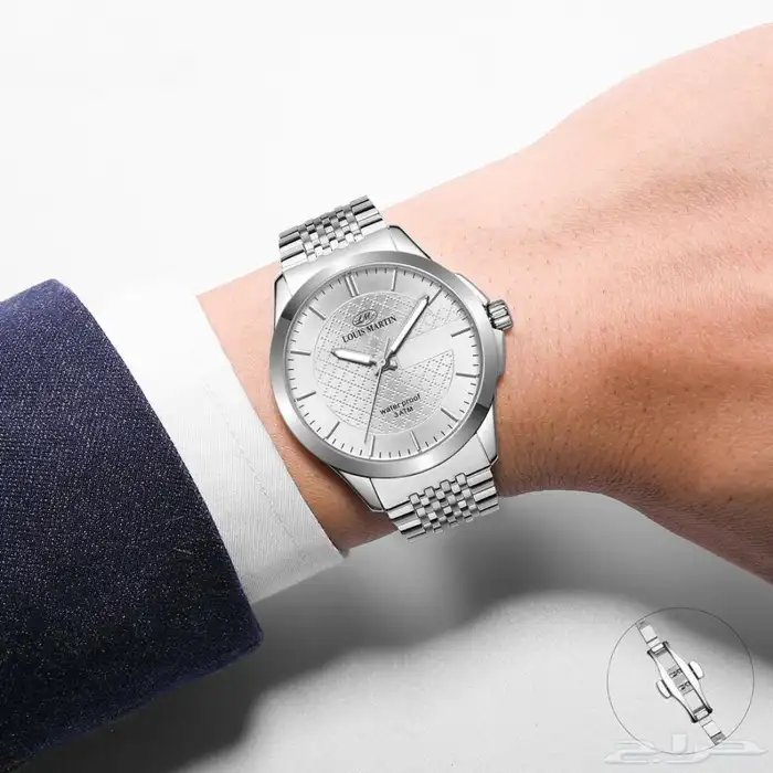 ساعة رجاليه حزام فضي 0