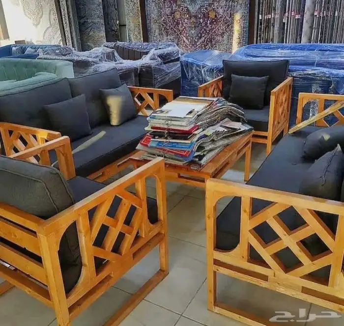طقم كراسي خشب 7 أشخاص 4