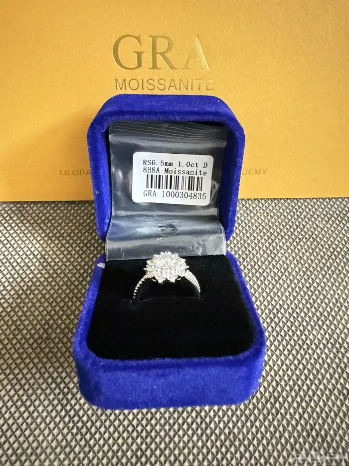 خاتم الماس فضه نوع الحجر امازونايت مع شهاده 0