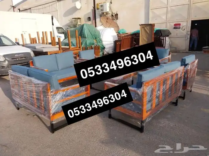 جلسة خارجية خشب حديد جلسات كراسي طاولات اطقم طقم جلسات 4