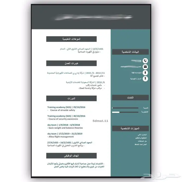 تصميم سير ذاتية نمط ATS 5