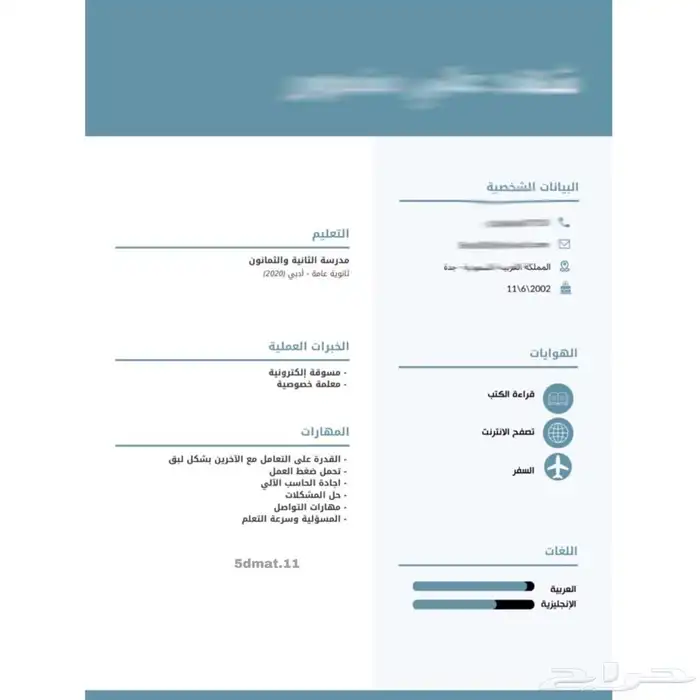 تصميم سير ذاتية نمط ATS 16