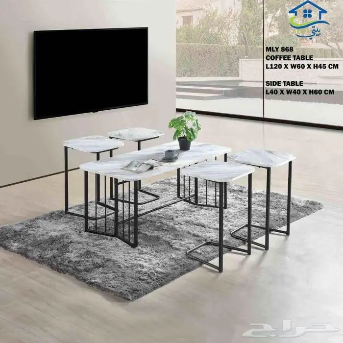 طاولات قهوة متداخلة خشب 5 قطع 1
