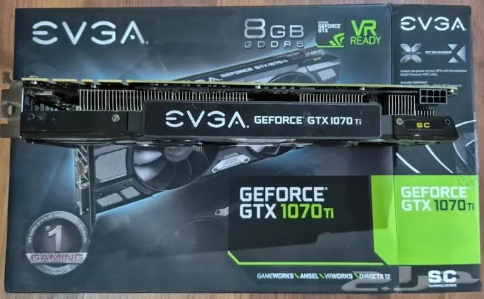 كرت الشاشة Evga 1070 TI نظيف مع كرتونه 1