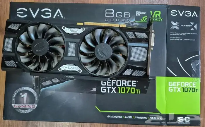كرت الشاشة Evga 1070 TI نظيف مع كرتونه 0