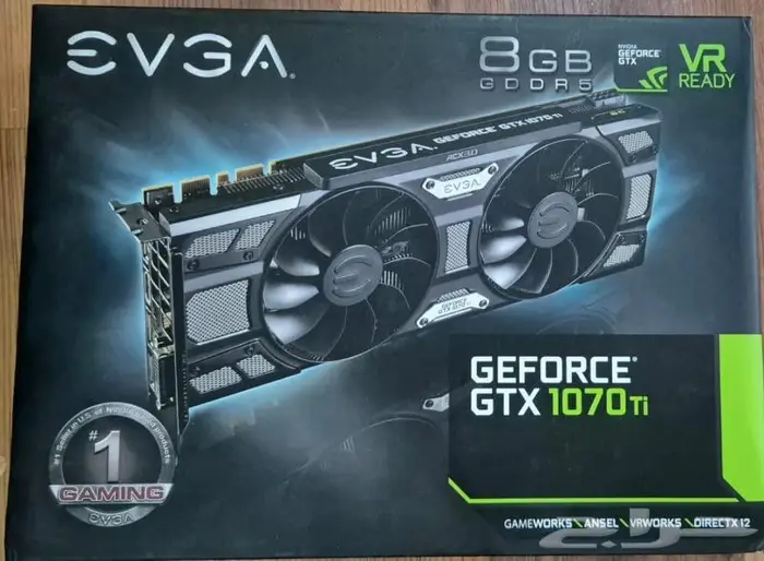 كرت الشاشة Evga 1070 TI نظيف مع كرتونه 3