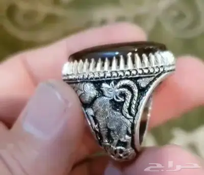 خاتم فص كبير تفصيل يدوي 1