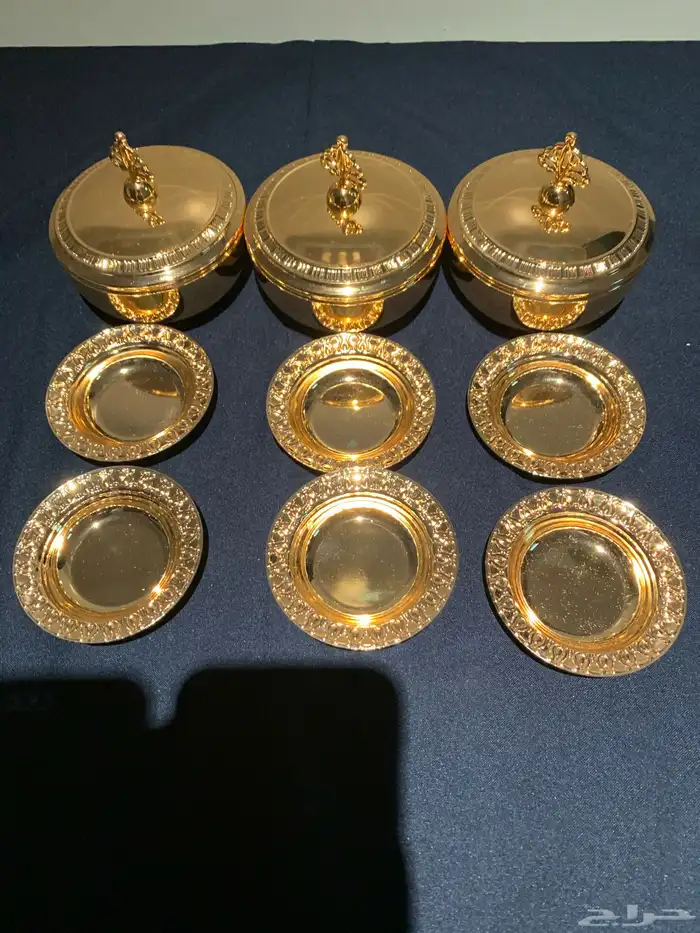 زبديات ذهبية جديدة للتمر مع صحون ذهبية جديدة للنوى 17