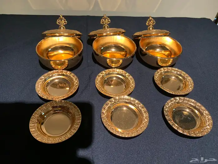 زبديات ذهبية جديدة للتمر مع صحون ذهبية جديدة للنوى 5