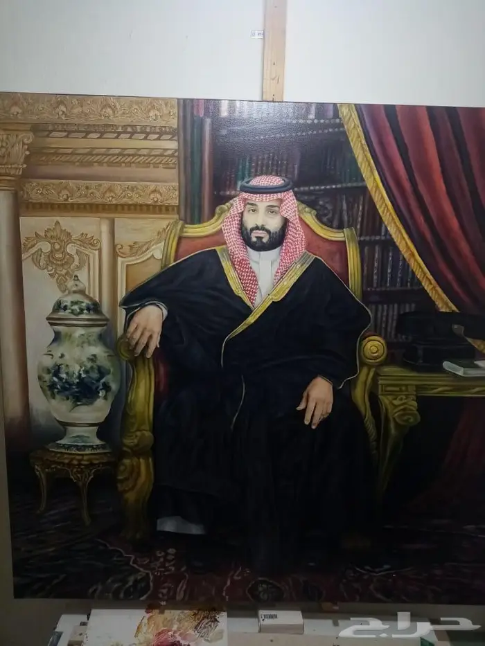 خطاط ورسام - رسم بورتريه لسمو ولي العهد ألوان زيت - جده 0