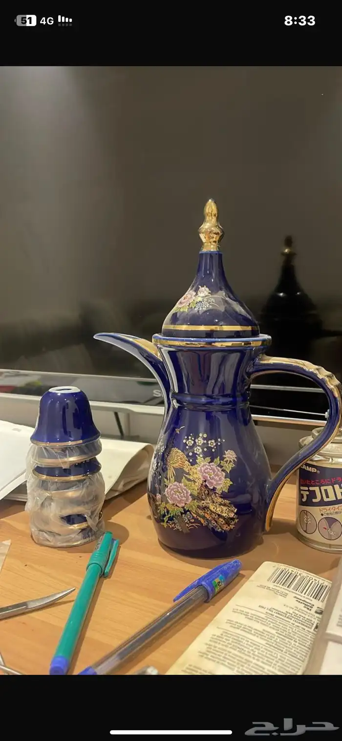 دلة مع فناجيل خزف ياباني 0