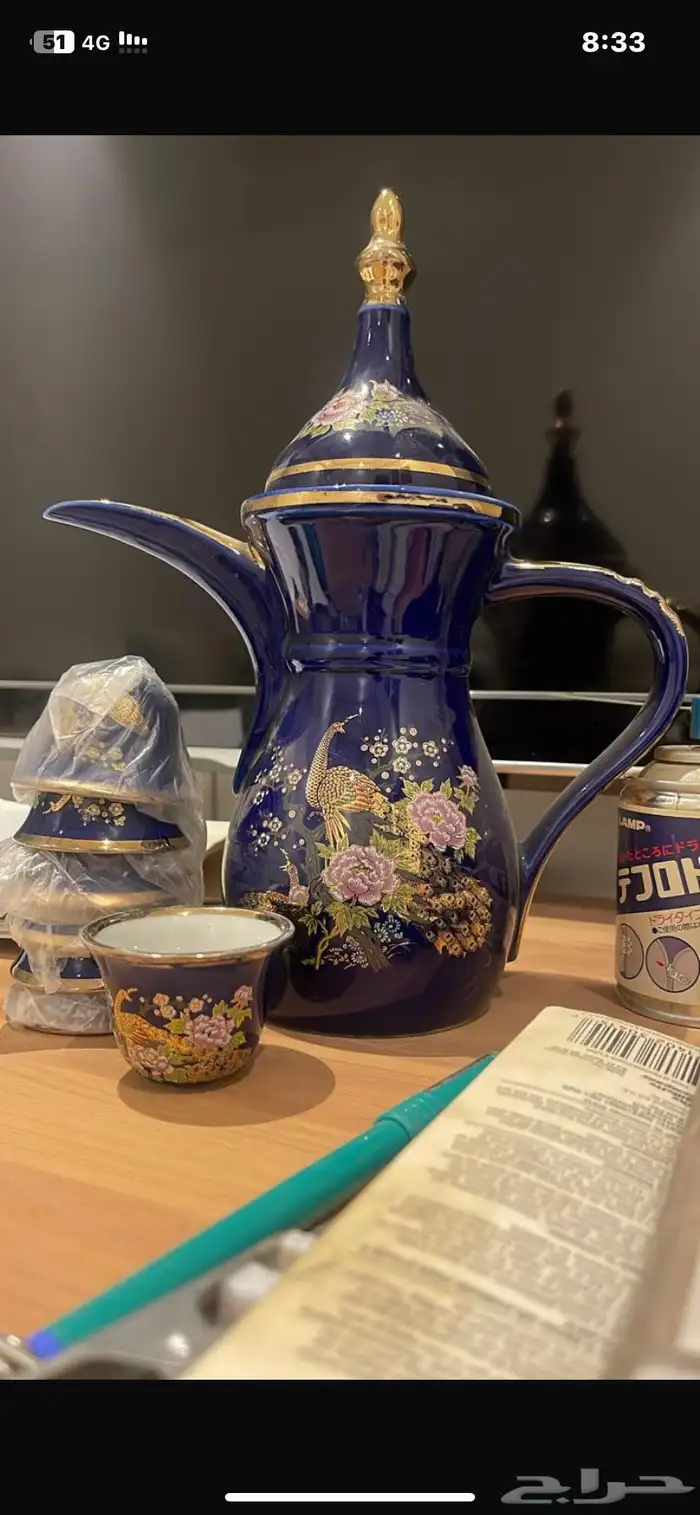دلة مع فناجيل خزف ياباني 2