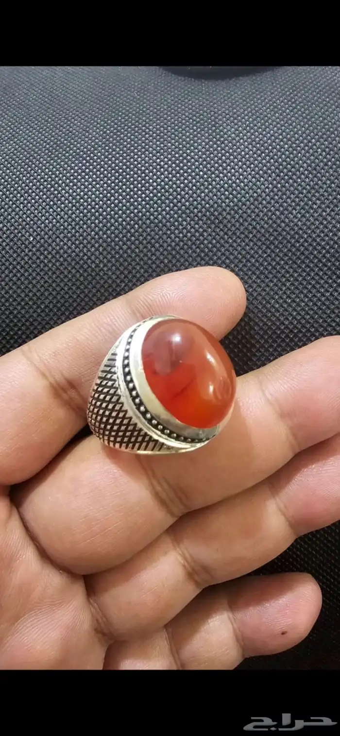 خاتم عقيق مشمشي 0