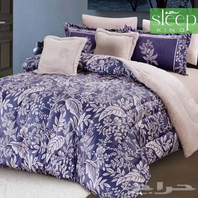 مفرش وجهين مخمل و فرو مقاس كنج متعددة الوان 0