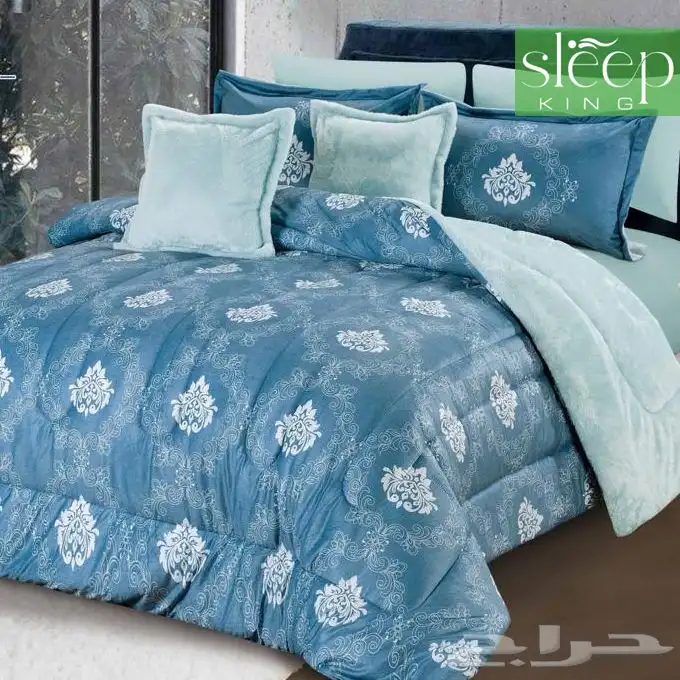 مفرش وجهين مخمل و فرو مقاس كنج متعددة الوان 8