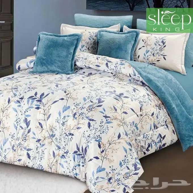 مفرش وجهين مخمل و فرو مقاس كنج متعددة الوان 4