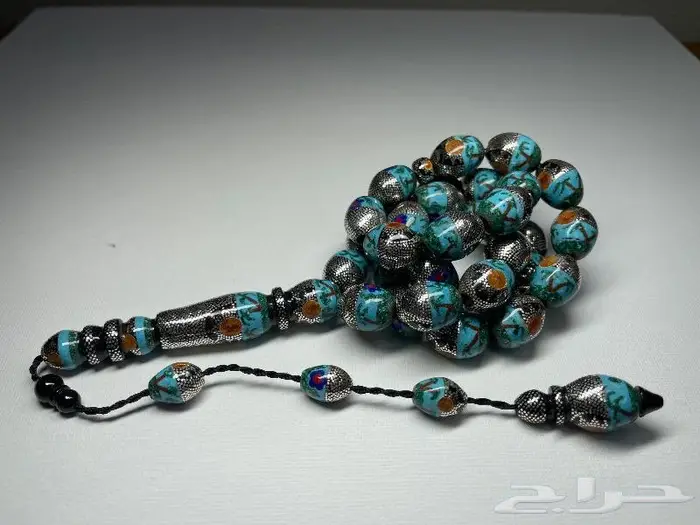 (تم البيع ) سبحة يسر مطعمة بالاحجار والفضة 1