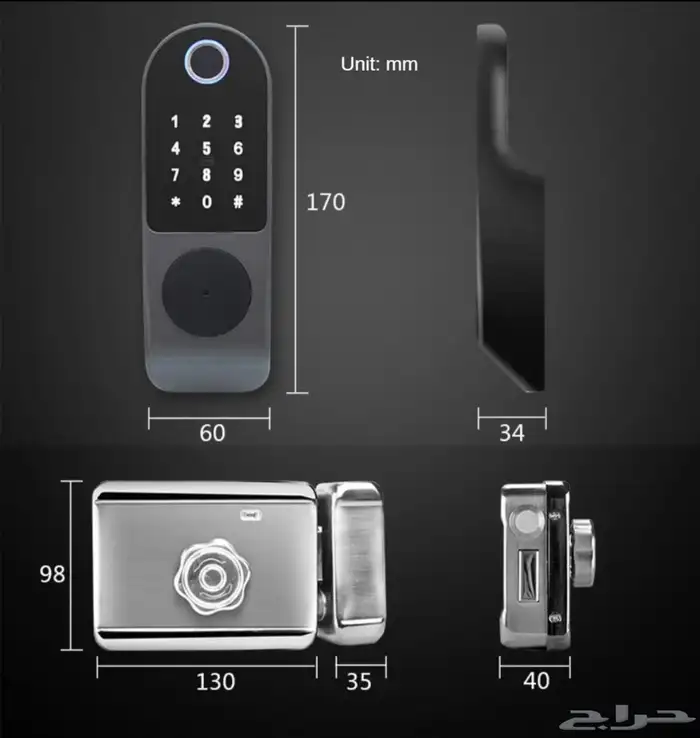 قفل ذكي خارجي بالبصمه ب 190ريال للابواب الحديد الخارجيه 0
