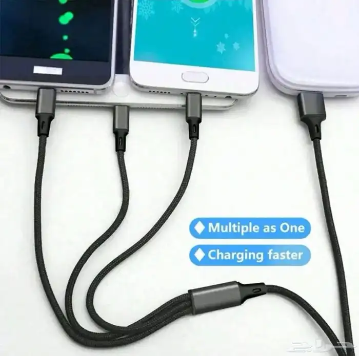 سلك شاحن 3x1 لجميع الأجهزة (جديد) اسود 1