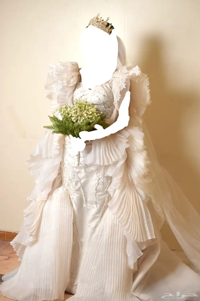 فستان زفاف مع تاج وحلق ومسكة 3