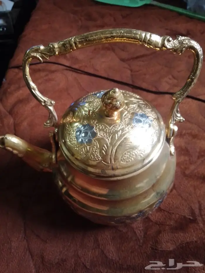 براد شاي مع تمرية نحاس صناعه سوريه جديد لم يستخدم 0