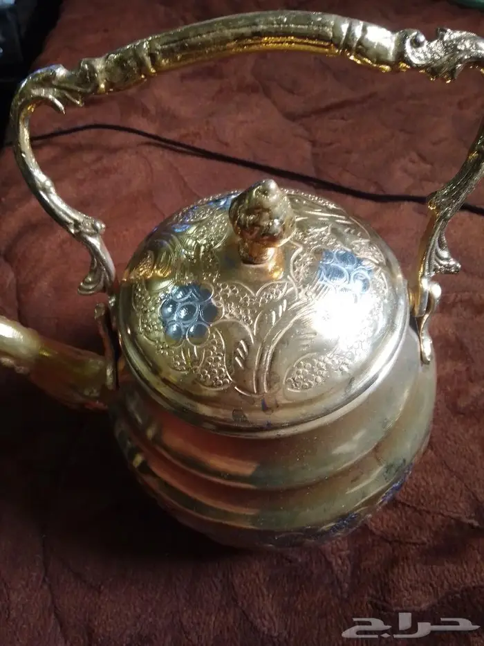 براد شاي مع تمرية نحاس صناعه سوريه جديد لم يستخدم 1