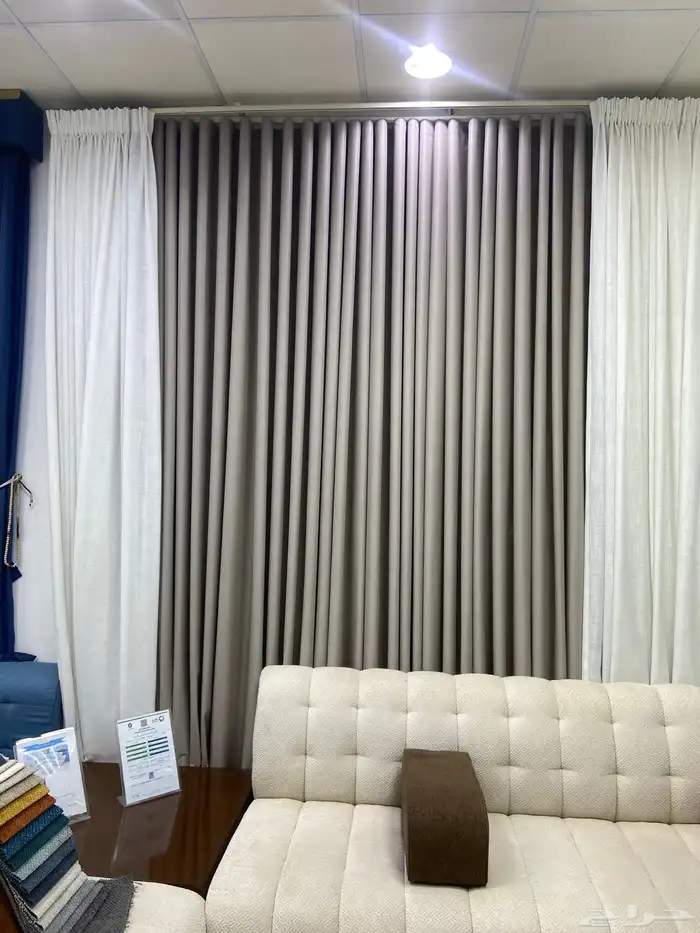 تفصيل ستائر ويف خطين بلاك آوت مع لنن 0