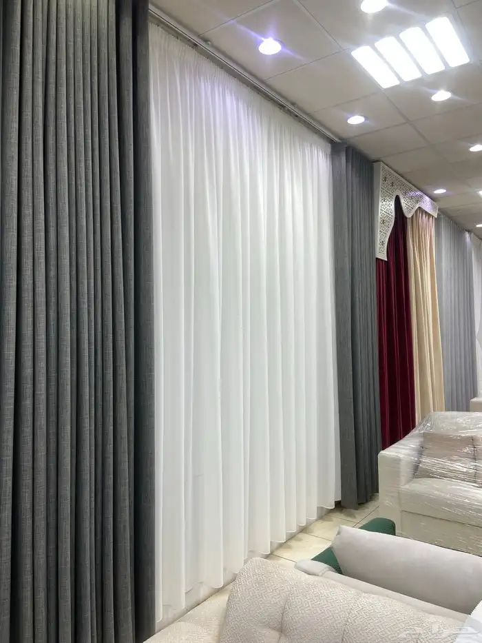 تفصيل ستائر ويف خطين بلاك آوت مع لنن 1