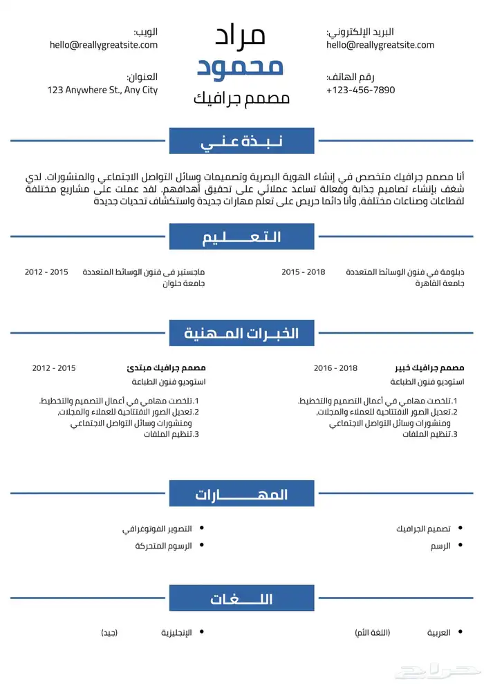 سيرة ذاتية احترافية ( cv ) 2