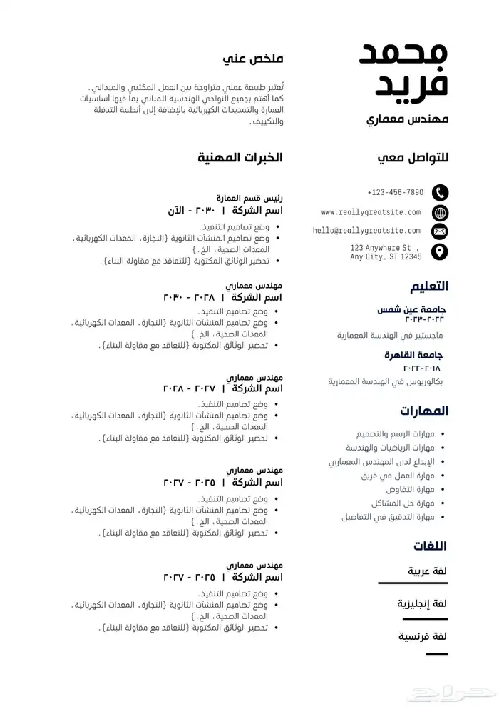 سيرة ذاتية احترافية ( cv ) 4