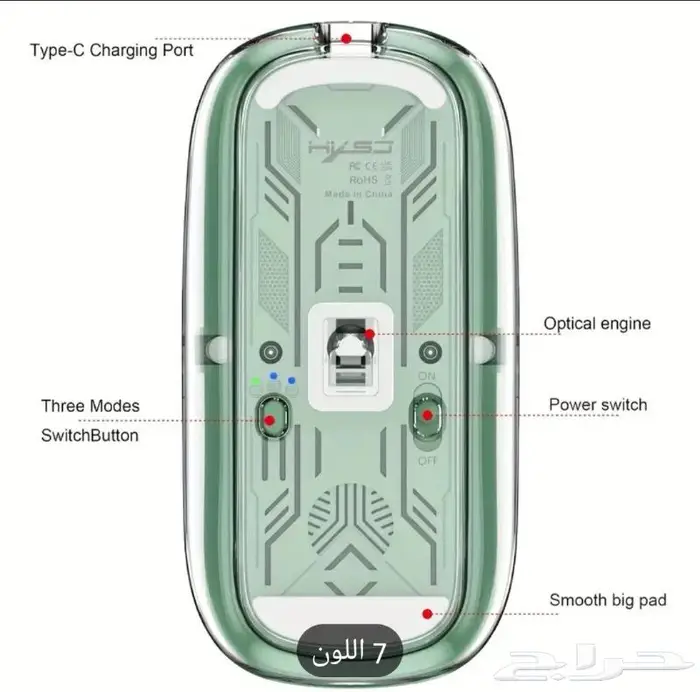 ماوس لاسلكي شفاف مغناطيسي ثلاثي الاوضاع 8