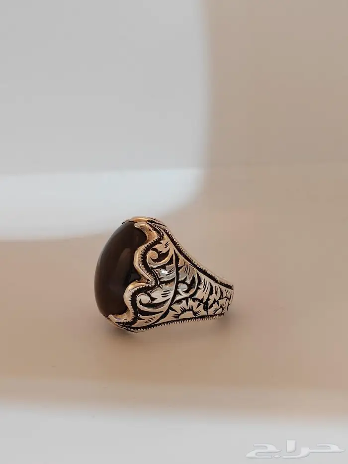 خاتم فضة كرزي فاخر بصياغة يدوية 0