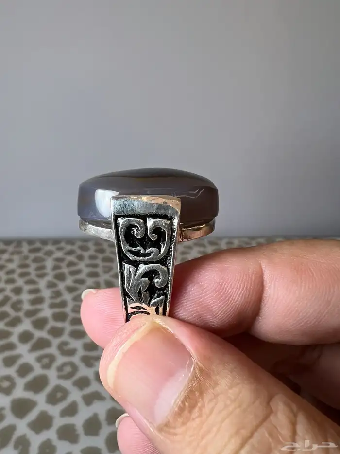 خاتم فضة عقيق مصور 1