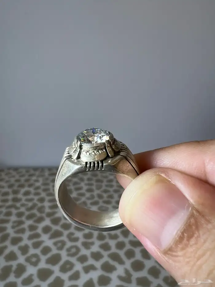 خاتم فضة حجر الموزنايت 0