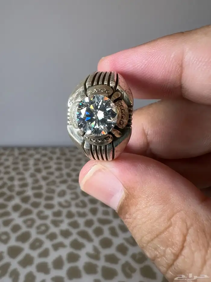 خاتم فضة حجر الموزنايت 1