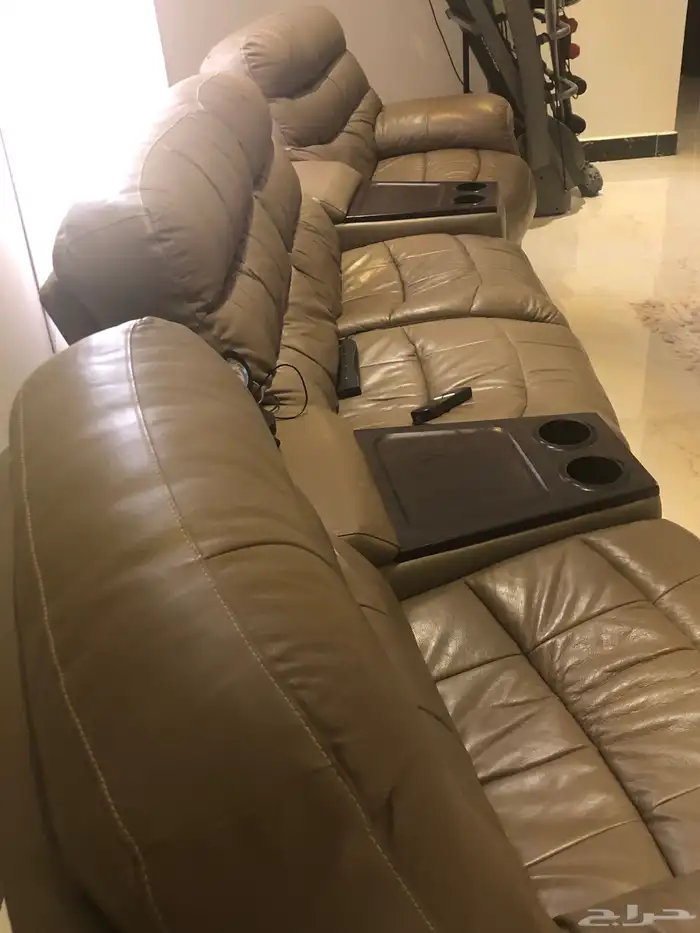 كنب ريكلاينر recliner كهربائي جلد 4 مقاعد 5
