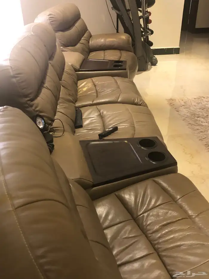 كنب ريكلاينر recliner كهربائي جلد 4 مقاعد 6