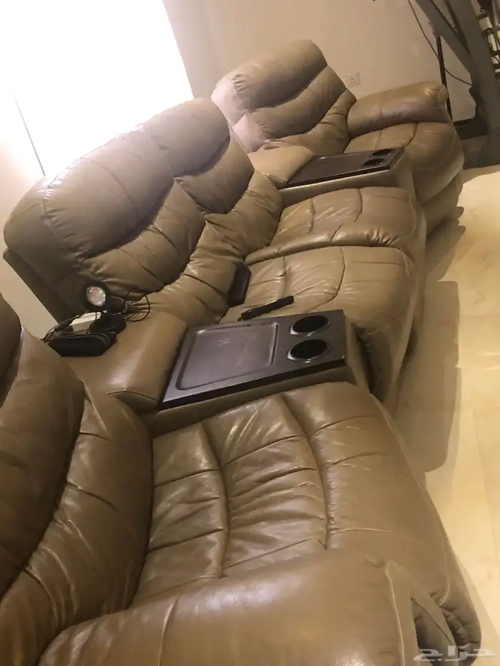 كنب ريكلاينر recliner كهربائي جلد 4 مقاعد 2