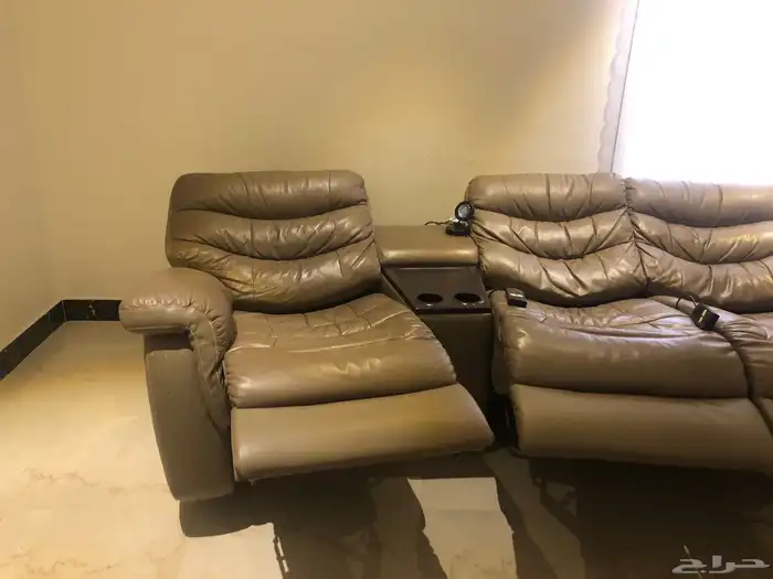 كنب ريكلاينر recliner كهربائي جلد 4 مقاعد 8