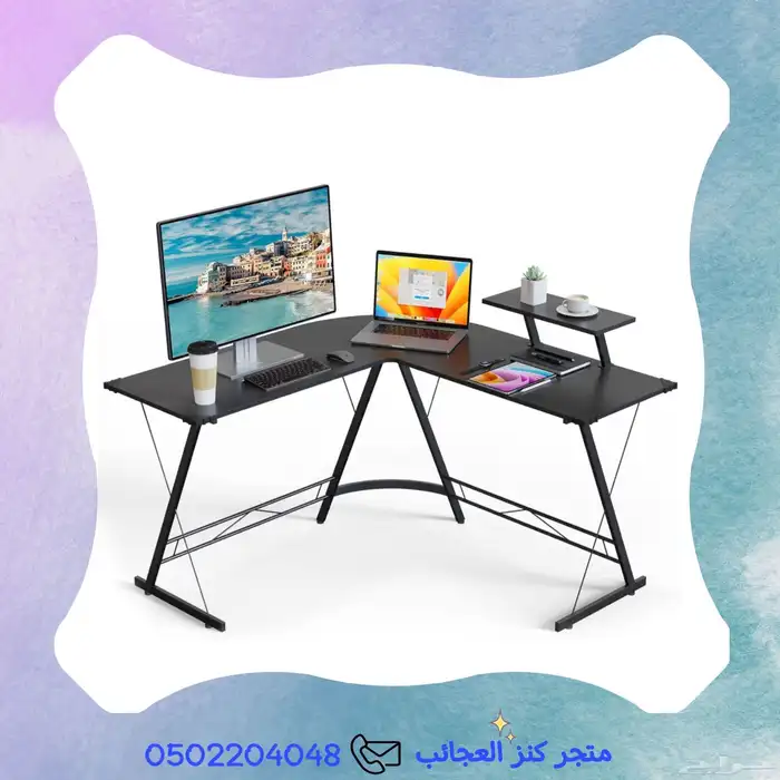 طاولة قيمنق حرف L اسود 0